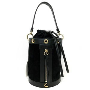 Chloe Drawstring Chain See  Bag Calfskin Velour Shoulder Black Crossbody